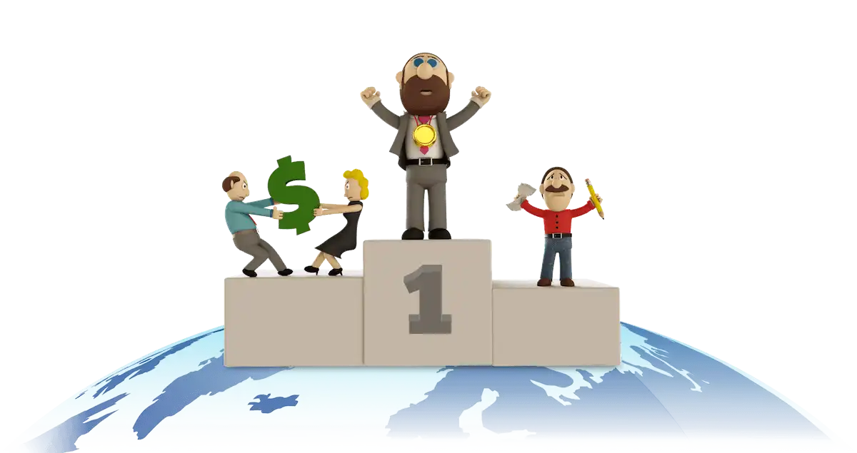 Gerald Linnenbringer standing on podium winning gold medal