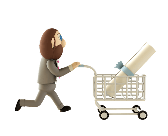Gerald Linnenbringer pushing shopping cart