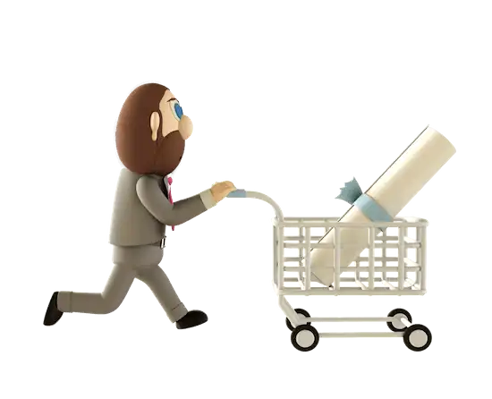 Gerald Linnenbringer pushing shopping cart