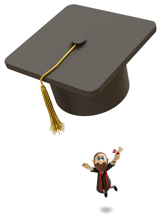 Gerald Linnenbringer tossing his graduation cap