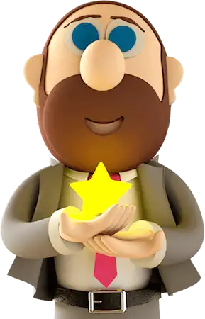 Gerald Linnenbringer holding glowing testimonial star